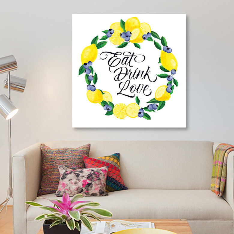 «Lemon Blueberry Kitchen Sign II», impression sur toile, H 37 po x l 37 po x P 1,5 po, Toile tendue, Pas de tapis