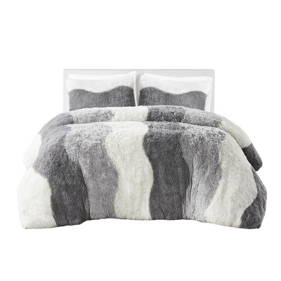 Édredon en fausse fourrure à poils longs pour lit simple - Ombre ton sur ton rembourré traité Modern
