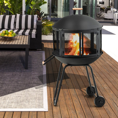 Lauver Round Steel Wood Burning Fire Pit