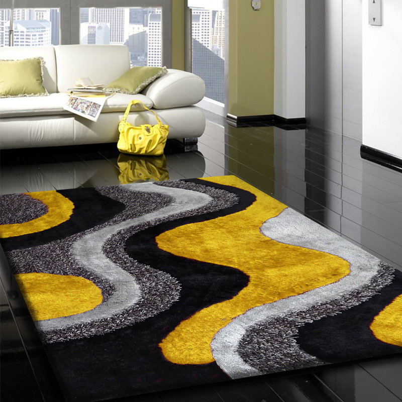 Tapis gris / jaune touffeté à la main Nevin