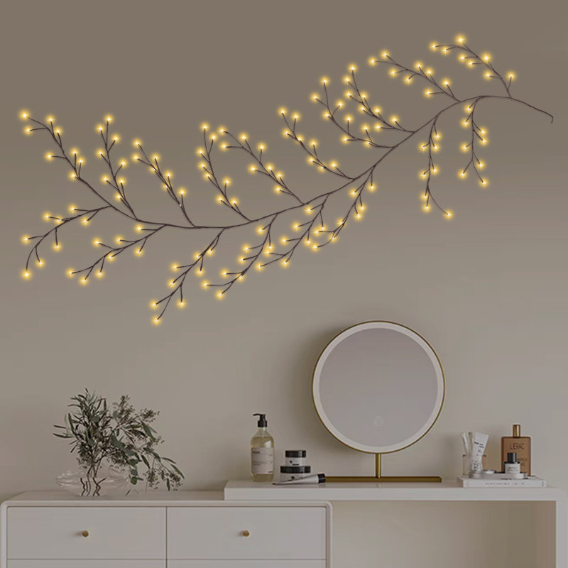 7.55Ft.LED Light Artificial Tree Branches Light Vine-Shaped LED Warm Light Decor