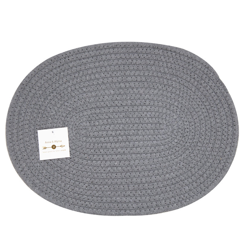 Napperons ovales en coton, Gris foncé
