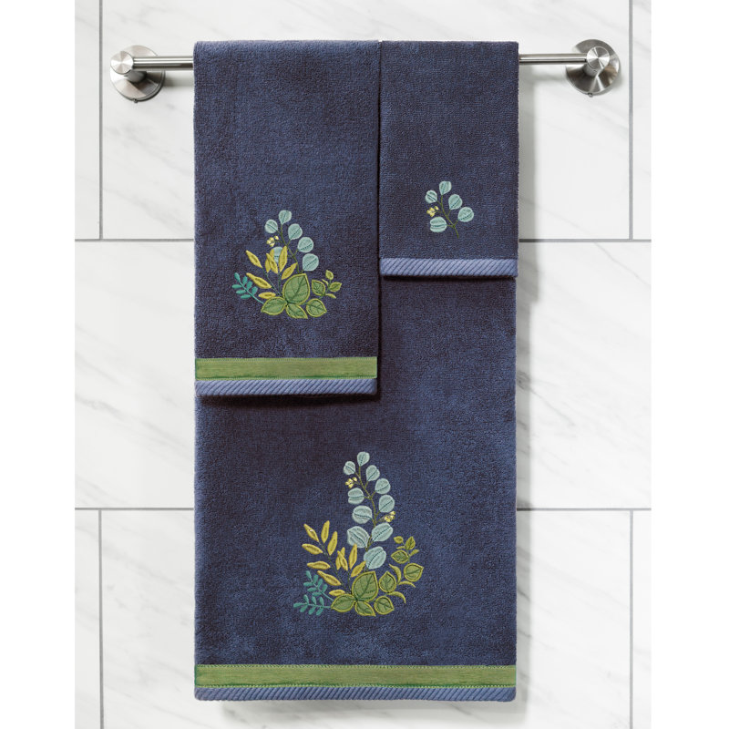 Botanica 3 Piece Turkish Cotton Towel Set, Navy