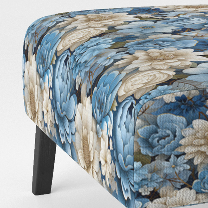 Fauteuil de chambre blanc et bleu Bouquet Bliss