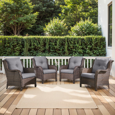 Carolina Outdoor PE Wicker Patio Chairs with Cushions by Hummuh