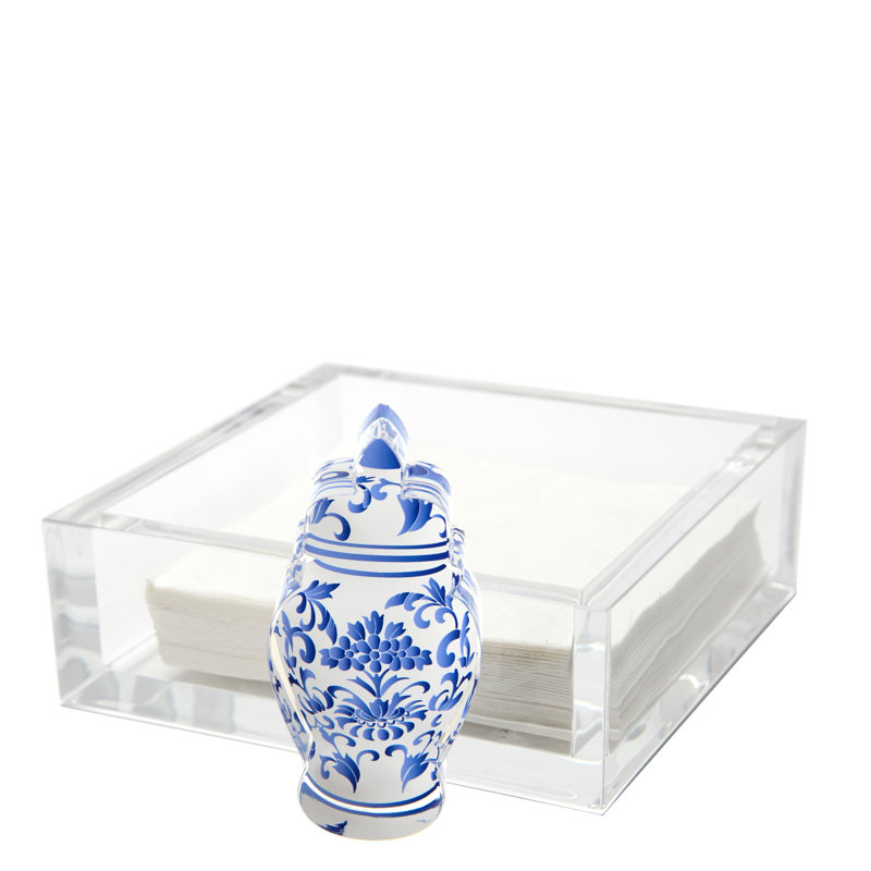 Pink Ginger Jar Cocktail Napkin Holder, Blue