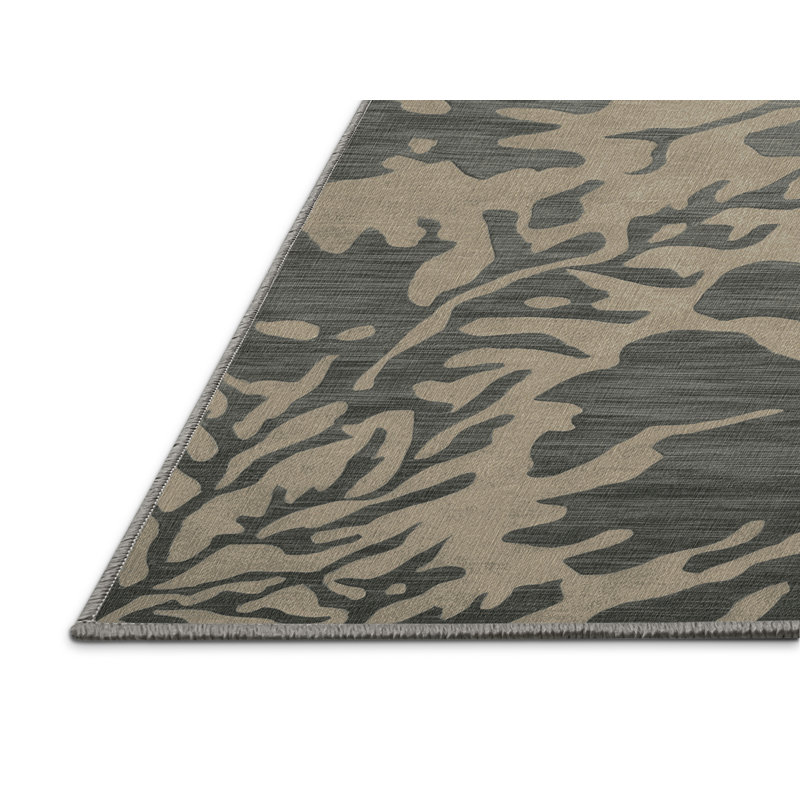 Tapis gris lavable à la machine, Rectangle 7 pi x 9 pi