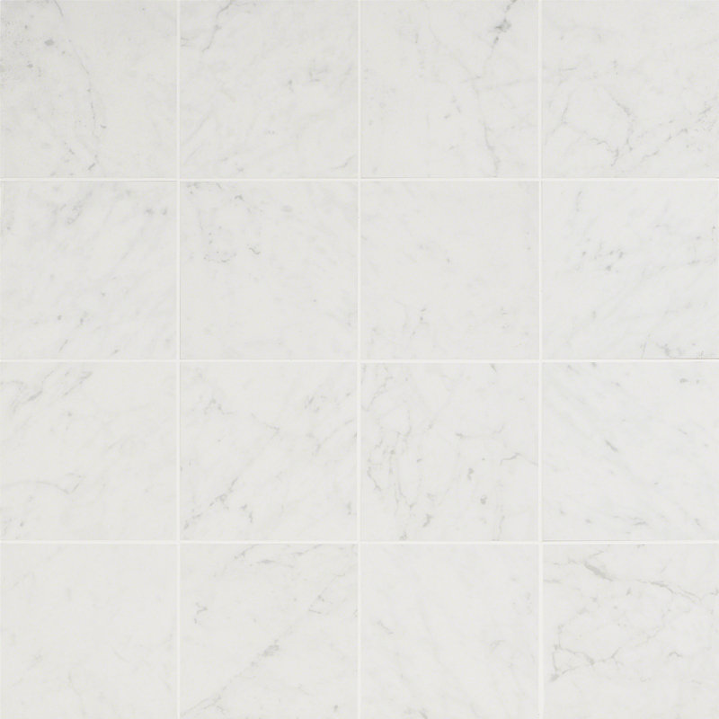 6" x 6" Matte Marble Look Porcelain Tile, White