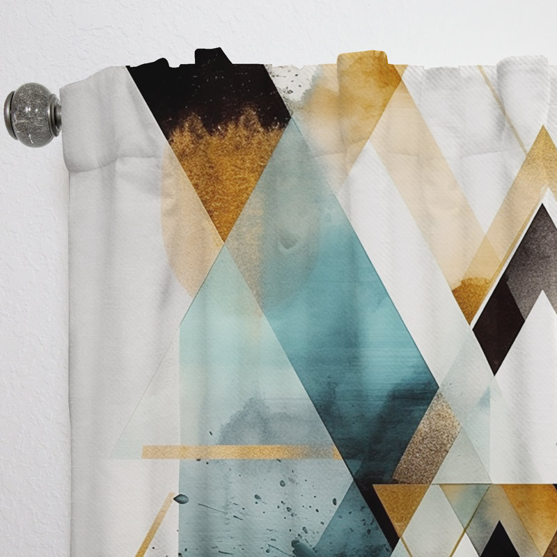 Landini - Triangle vert Boho IV - Rideau abstrait - Velours obscurcissant - 1 panneau, L 52 po x L 95 po
