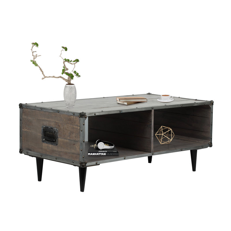 Verdel Solid Wood Coffee Table, Gray Wash