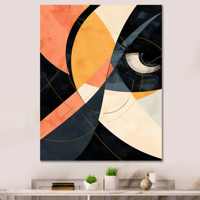 «Pink Woman Cubist Portrait II - Abstract Cubism», reproduction d'art murale
