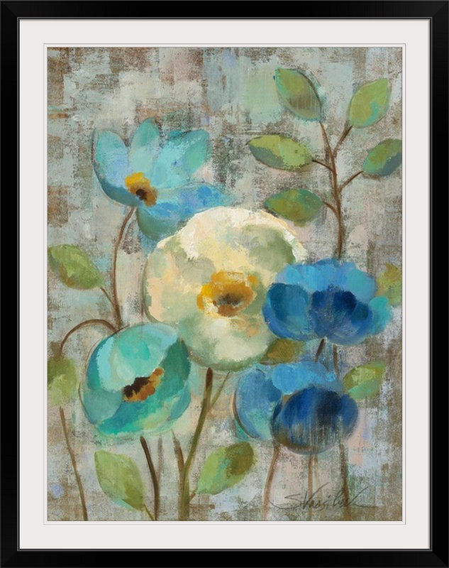 «Pastel Bloom I» par Silvia Vassileva, reproduction d'art, Cadre noir, H 24 po x l 20 po x P 1 po