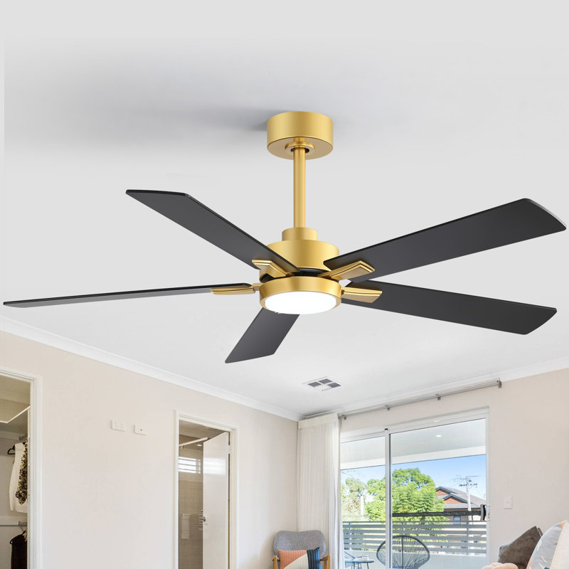 Rolanda 52 Inch Modern Ceiling Fans with Lights and Remote Control, DC Reversible Motor, Noiseless,Ceiling Fan for Bedroom, Living Room, Apartment