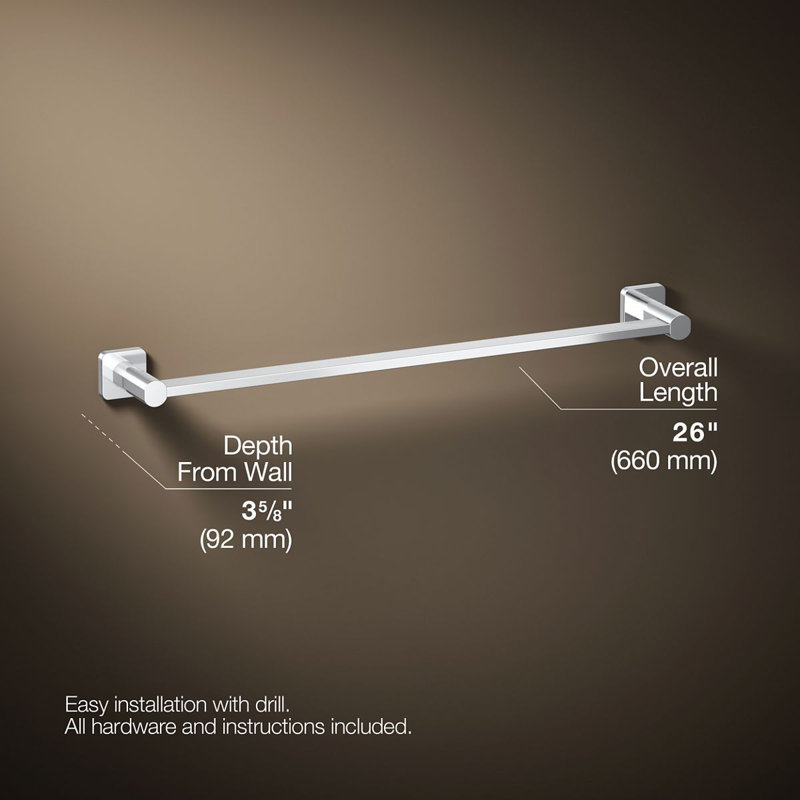 Parallel Towel Bar, Polished Chrome, 24"W