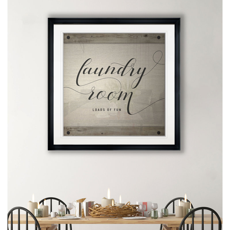 Laundry Room - impression d'art textuel, H 17,5 po x l 17,5 po, Impression encadrée, Plastique noir