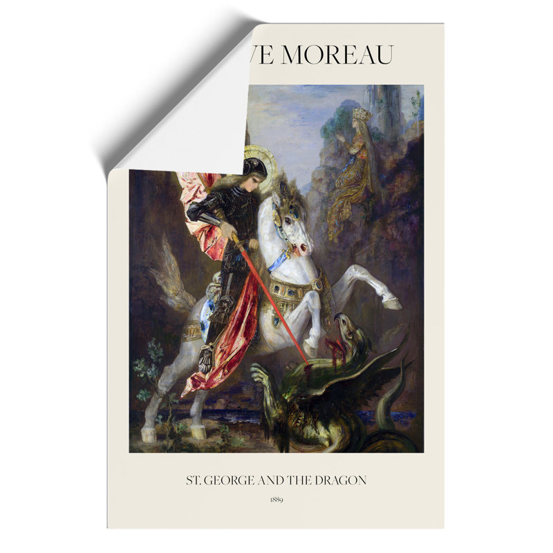 St George and the Dragon Print by Gustave Moreau - Frameless Print, 42cm H x 30cm W x 0.1cm D