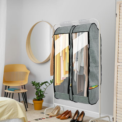 2Pcs 50”Garment Bags For Hanging Clothes,Large Breathable Garment Bag For Closet Storage With 10”Gusseted,Clear Clothing Storage Garment Cover For Dress Sweater With Double Zipper,Grey