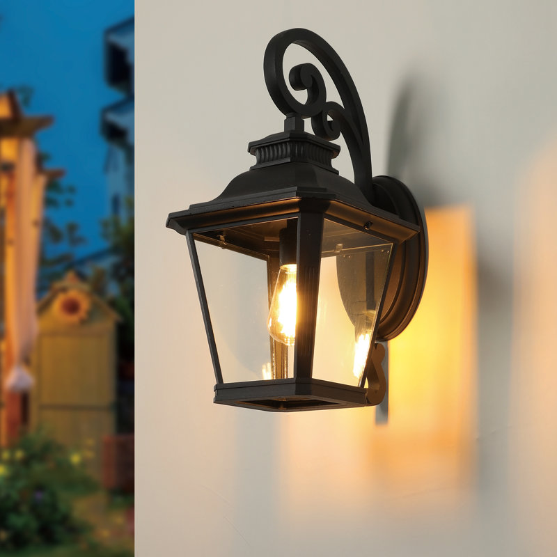 1-Light 21 In. Tall Black Outdoor Wall Light Fixture, Waterproof Wall Lantern Sconce Farmhouse Hardwired Wall Mounted Front Door Porch Light