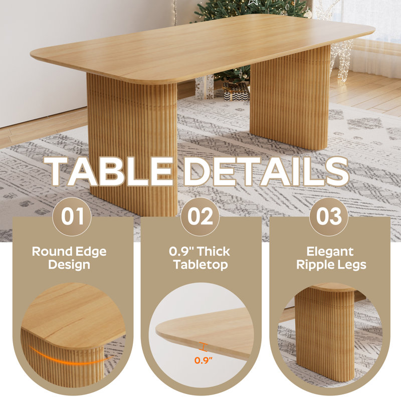 Ensemble de salle à manger rectangulaire à double piédestal avec table de salle à manger de style crème, 7, Noir / Beige