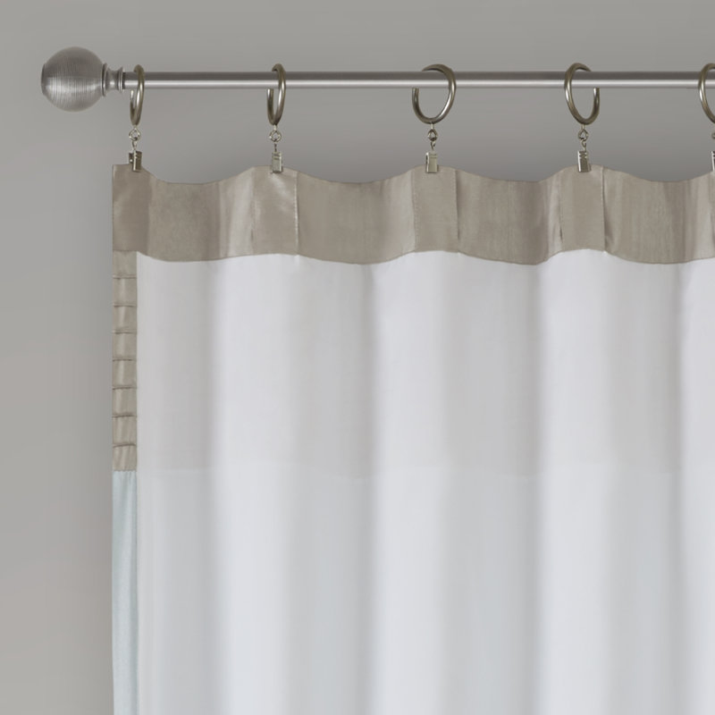 Blue Faux Silk Pintuck Light-Filtering Curtain Panel