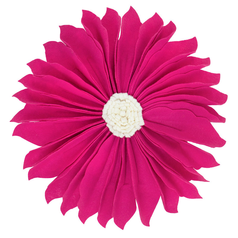 Coussin décoratif décoratif fait à la main avec fleurs 3D, Rose / blanc