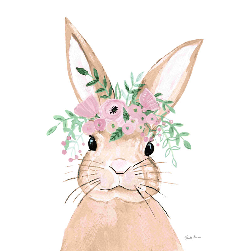 Peinture «Sweet Rabbit Brown» par Farida Zaman, Toile tendue, H 18 po x l 12 po