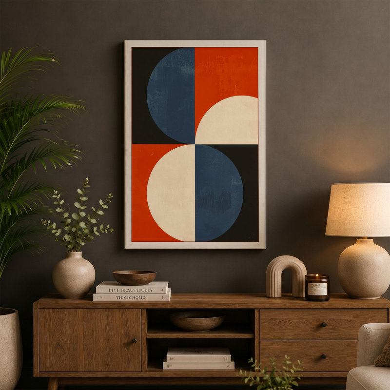 Chromatic Balance Geometric - Wrapped Canvas, 36x24 - 91.4 x 61.0 cm, Cream Border