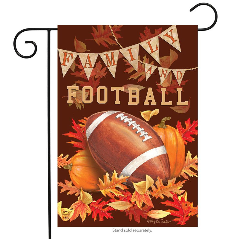 Famille et football drapeau de jardin d'automne, Automne brun/jaune 1