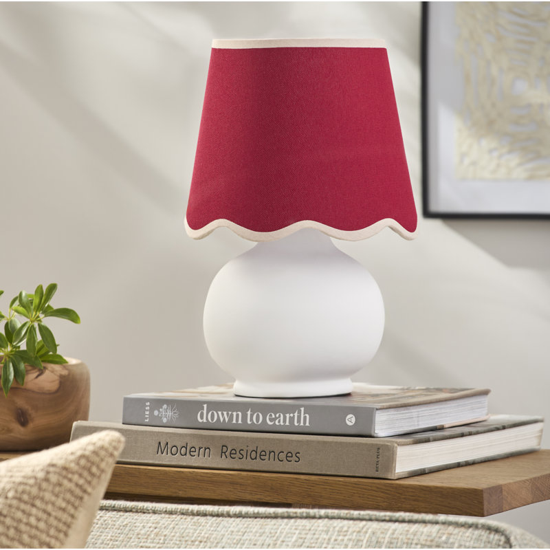 Momsen Coloured Scallop Shade Lamp, White, Red