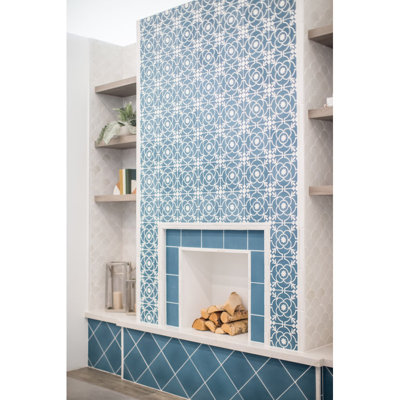 Remy 8" x 8" Cement Spanish Wall & Floor Tile, Fog