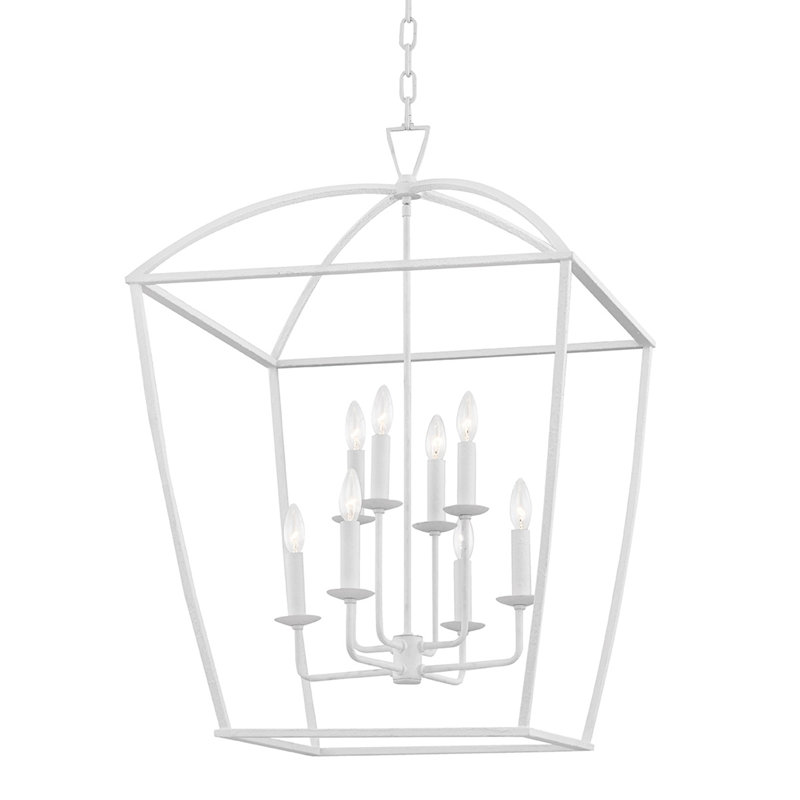 Lustre rectangulaire à 8 lumières Bryant, H 34,5 po x l 24 po x P 24 po, Plâtre blanc