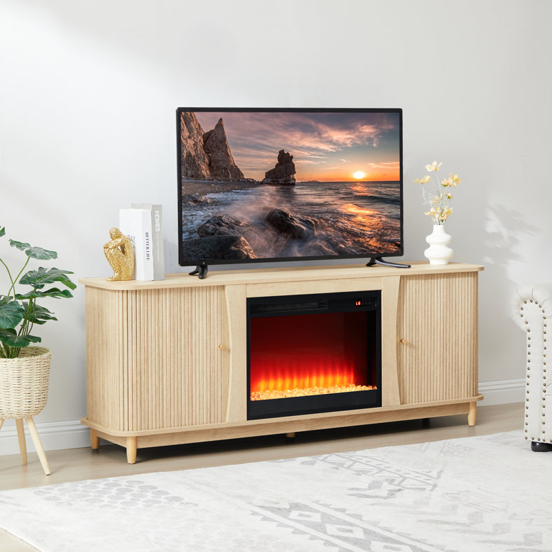 Console multimédia 62,99 po avec foyer électrique, Naturel, Oui