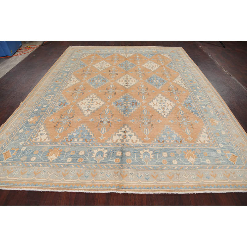 Tapis décoratif en laine noué à la main de conception unique de conception unique 8 pi 3 po x 10 pi 8 po New Age Khotan
