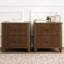 Table de chevet cannelée Mid-Century avec 2 tiroirs et poignée en métal-1068606674-1068606672
