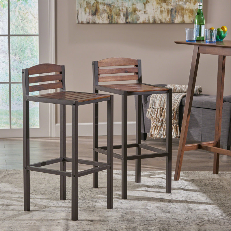 Charmant ensemble de tabourets de bar d'extérieur en bois d'acacia