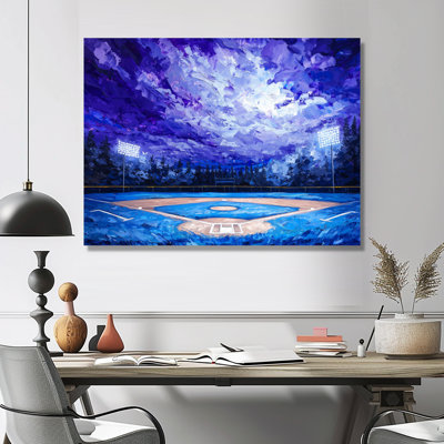 Baseball Field At Night V - Sport Baseball Wall Art Living Room