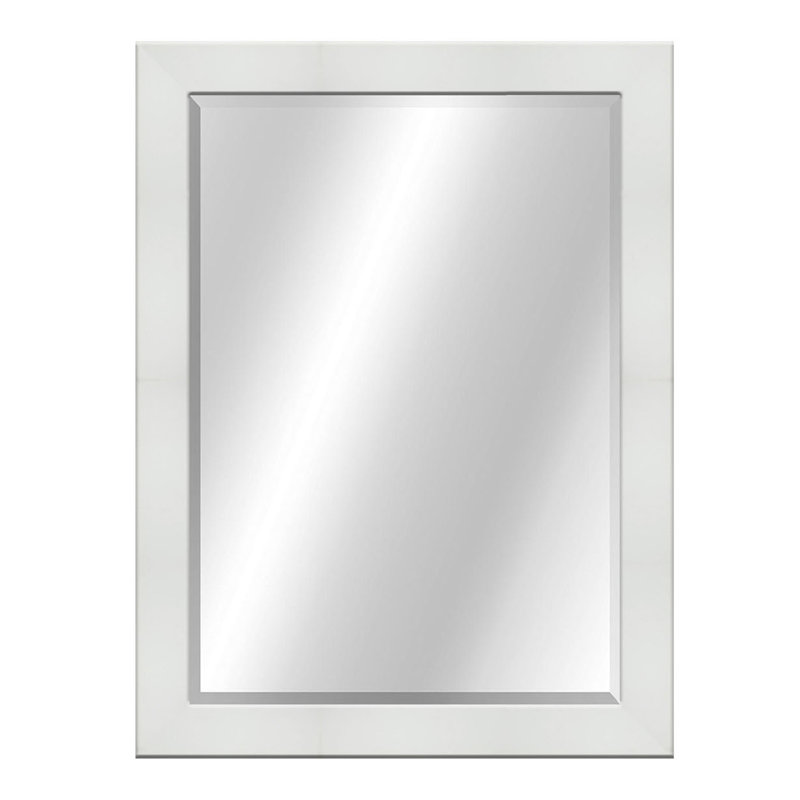 Beveled Wall Mirror, 34" x 28", Matte White