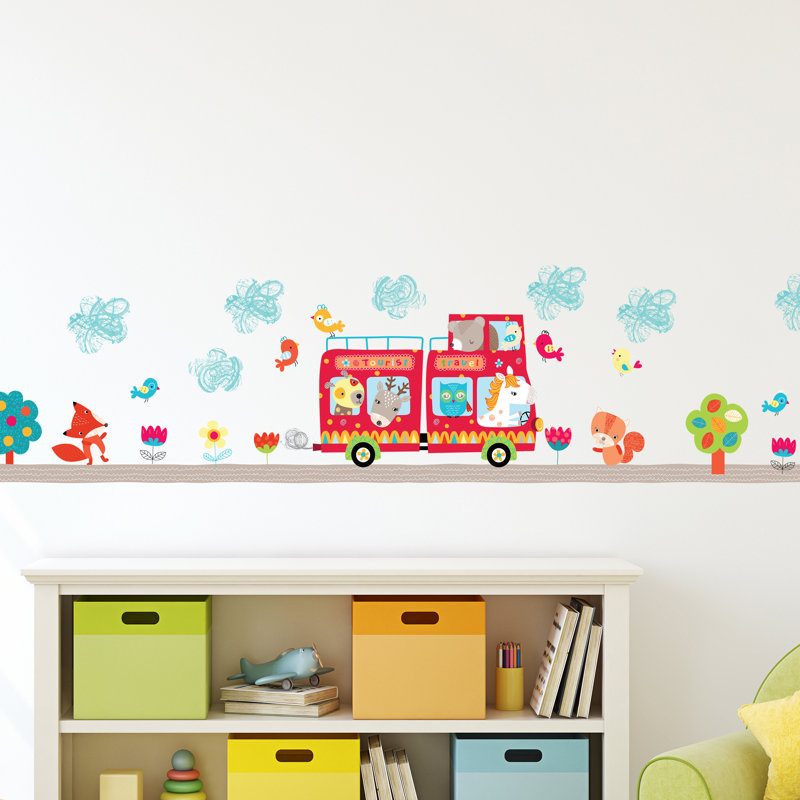 Décalcomanie murale bus animal
