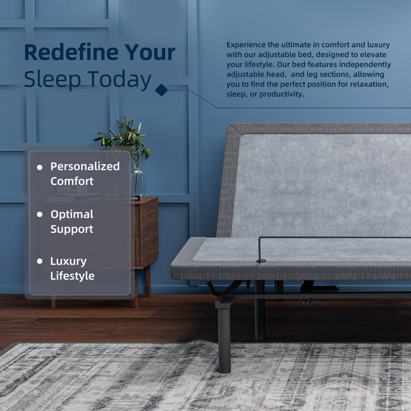 Eshine Split King Adjustable Bed Frame With Massage, Zero Gravity, Usb, Underbed Light, App Control, E3100 Series