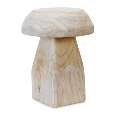 Tabouret en bois et champignon H 15,5 po
