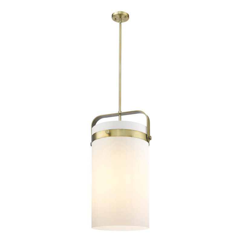 Pilaster 4 Light 12" Stem Hung Pendant, Brushed Brass, Matte White
