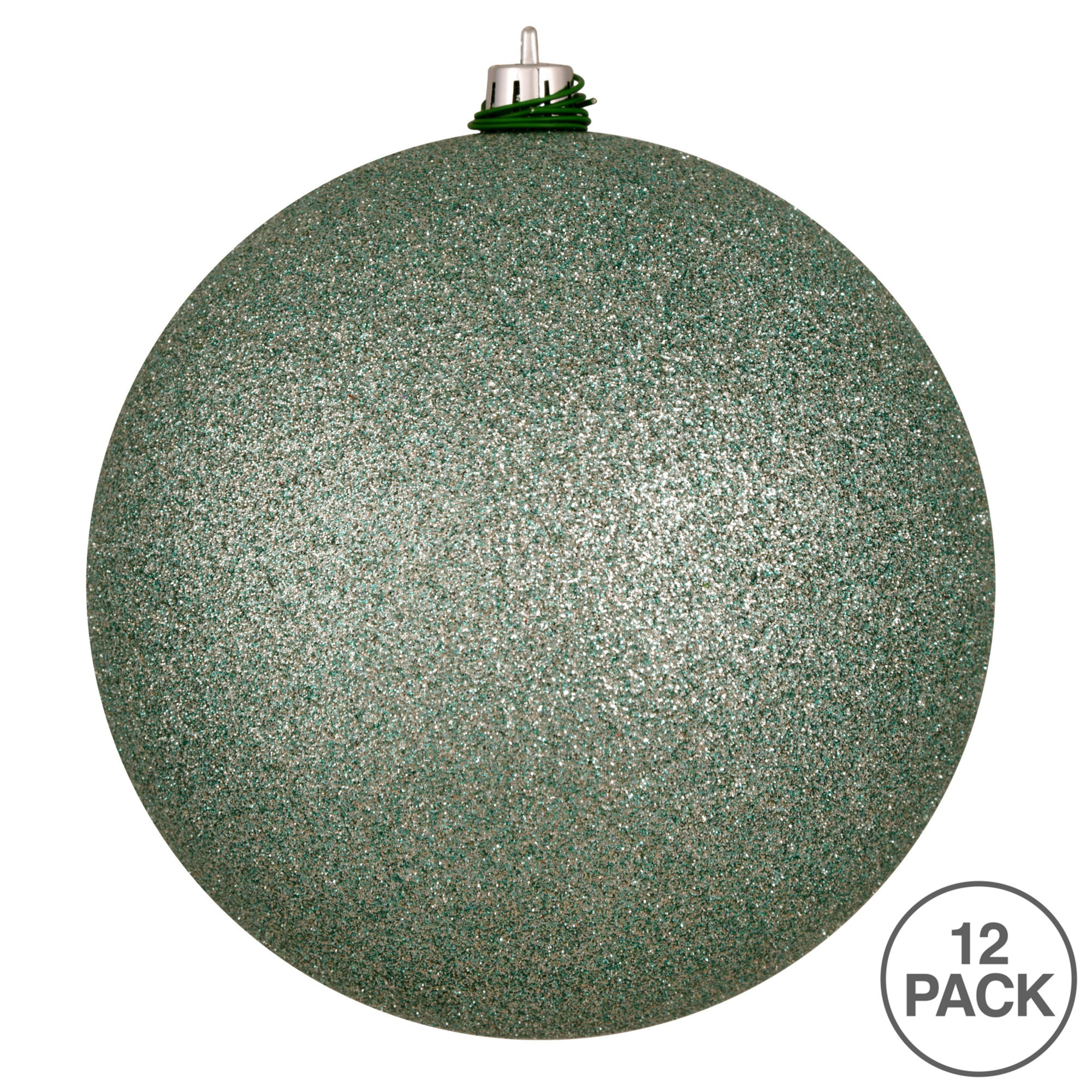 Holiday Décor Ball Ornament, Frosty Mint Glitter, 3" H x 3" W x 3" D