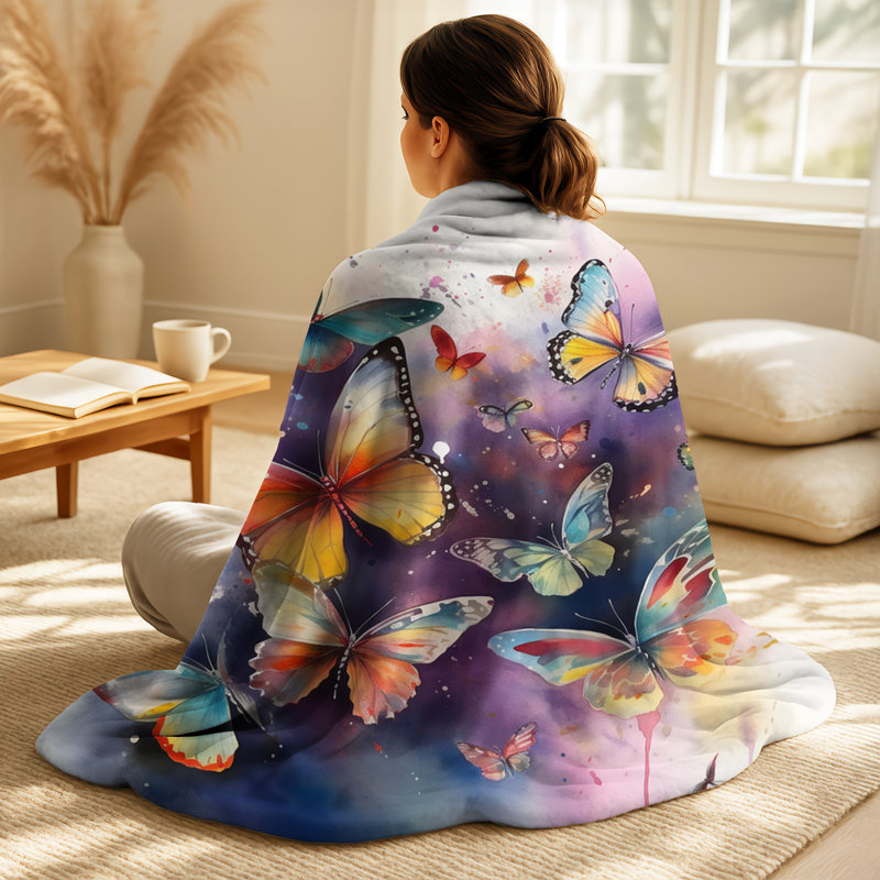 Papillons mauves dans l'air - Jeté papillon pour canapé