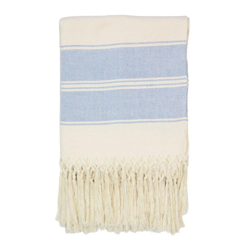 Jeté à rayures bleues