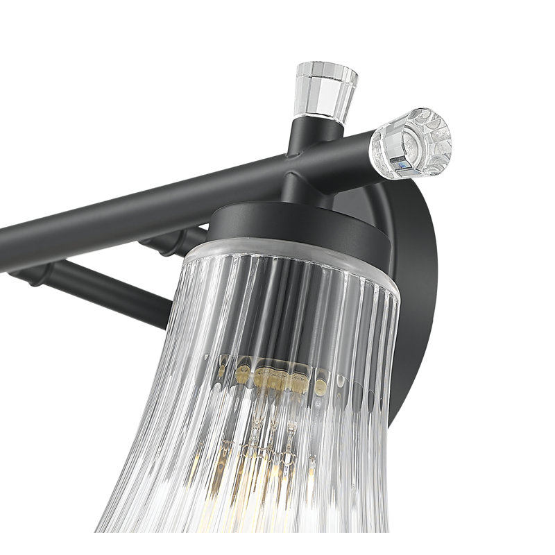 Coiffeuse Maston, H 10 po x l 16 po x P 6,75 po, Noir mat, Deux lumières