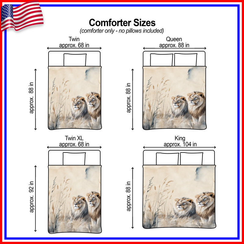 Two Male Lions Comforter, Queen