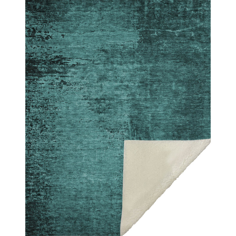 Addison Machine Washable Sherpa Throw Blanket, Sarcelle, Abstract Monochromatic