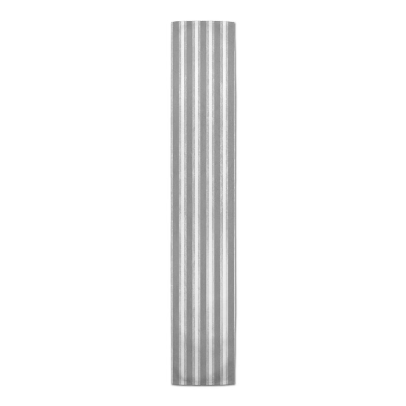 Alatea Rectangle Striped Polyester Table Runner, 72" x 16", Gray