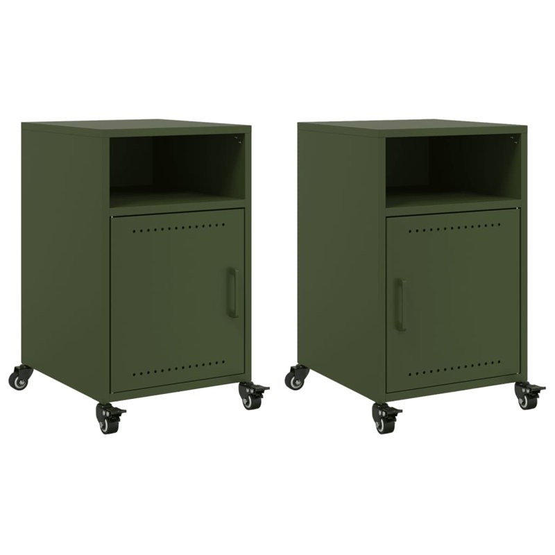 Quammen 36cm W Steel Bedside Table, Olive Green