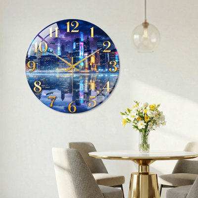 "City Night", horloge murale en verre